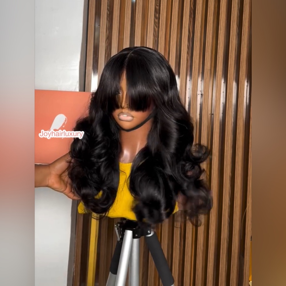 luxury custom bouncy wavy bang virgin hair unit